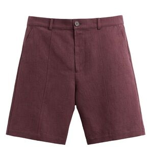 Zara Men's Flat-Front Burgundy Shorts